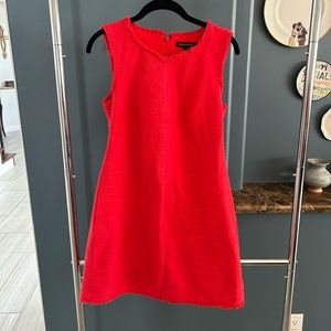 Banana Republic Red Mini Sleeveless Work Business Dress Raw Hem w Pockets